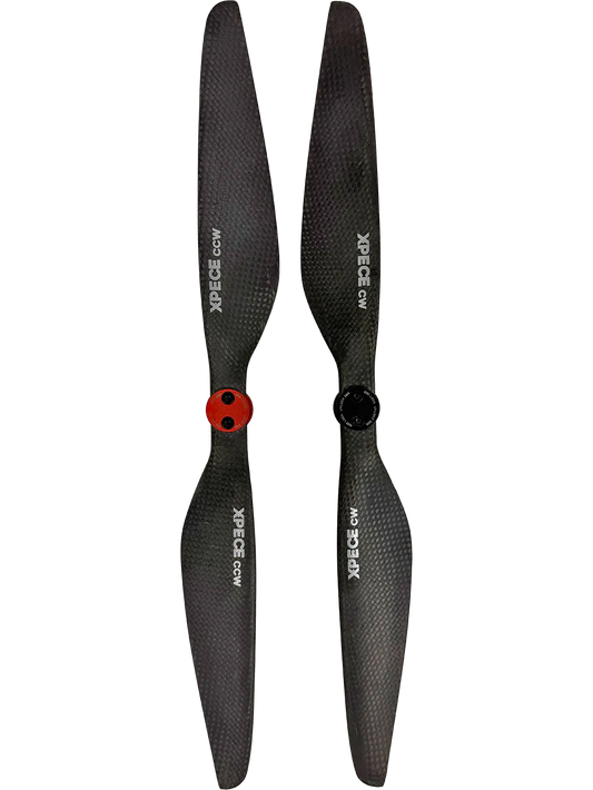 Xpece ONE 1550 carbon fiber propeller pair replacement blades, vertical front view on white background.
